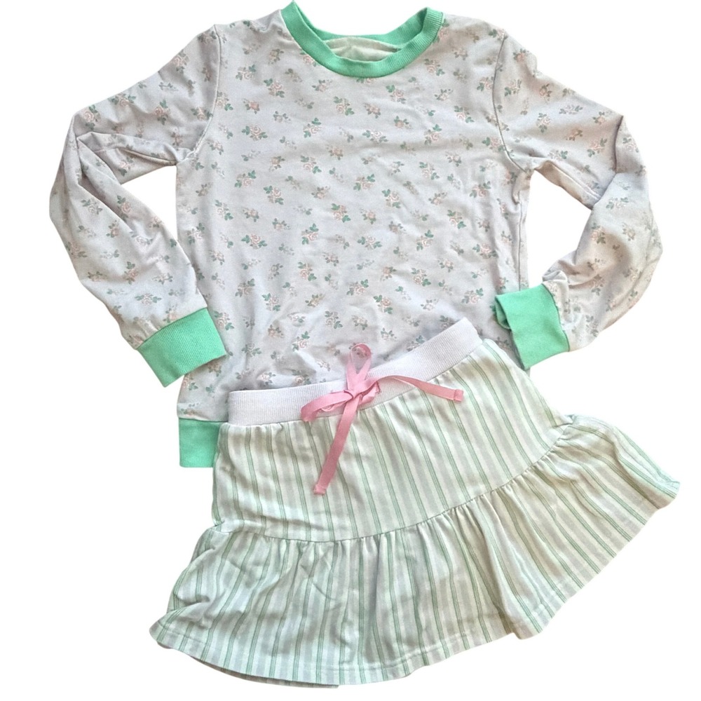 Love + Grow Clothing Co Girls 6Y Floral Top and Striped Skort Coquette Floral